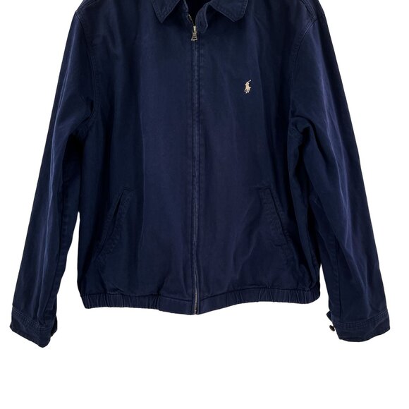 Vintage Polo Ralph Lauren Bomber Jacket Full Zip Up Front Coat Large Blue - Picture 5 of 8